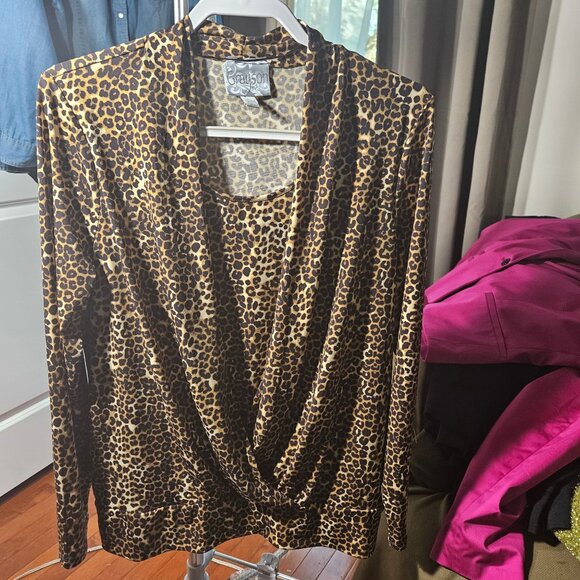 Animal Print Grayson Long Sleeve Drape Top For Women L - Picture 1 of 3